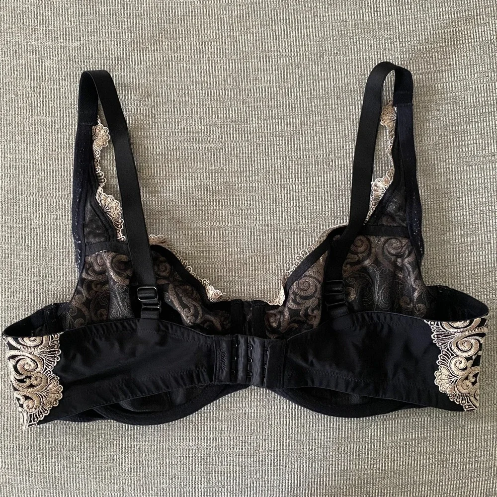 Soma Black Gold Underwire Bra 38C Woman's‎ Sexy Lingerie